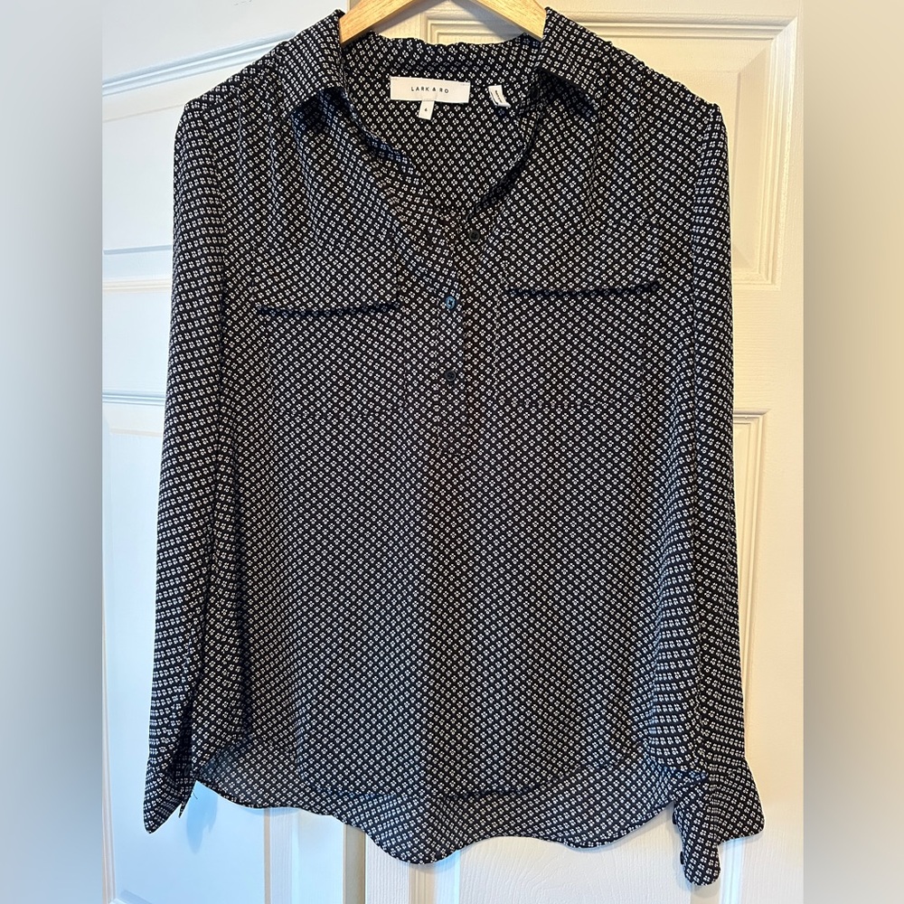 Lark & Ro Women's Georgette Lightweight Long Sleeve Blouse